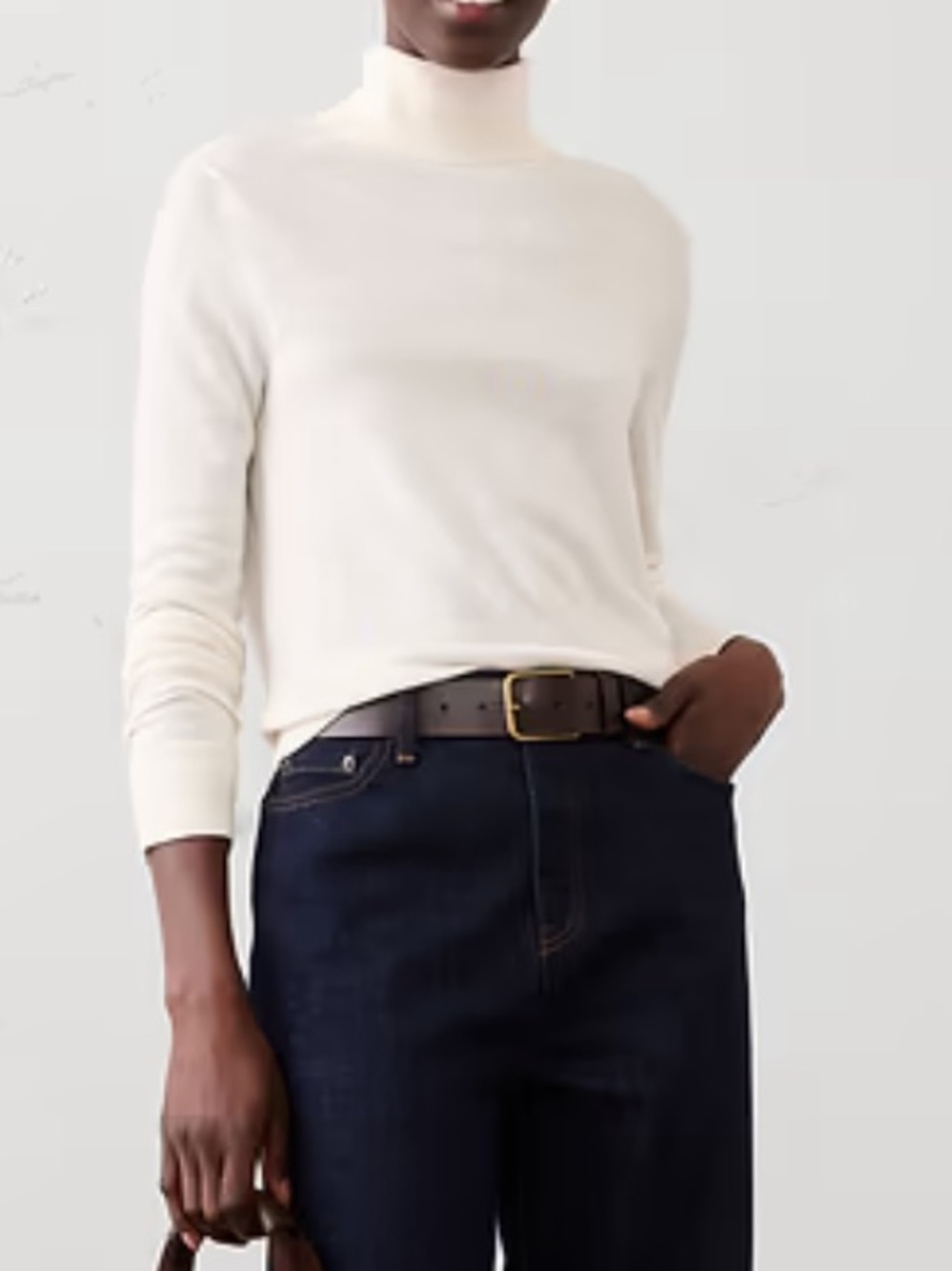 Banana Republic Merino wool tight knit turtleneck Pullover sweater size XL ivory